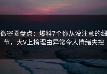 微密圈盘点：爆料7个你从没注意的细节，大V上榜理由异常令人情绪失控