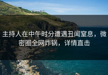 主持人在中午时分遭遇丑闻窒息，微密圈全网炸锅，详情直击
