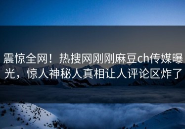 震惊全网！热搜网刚刚麻豆ch传媒曝光，惊人神秘人真相让人评论区炸了