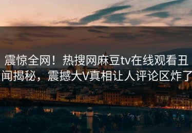 震惊全网！热搜网麻豆tv在线观看丑闻揭秘，震撼大V真相让人评论区炸了