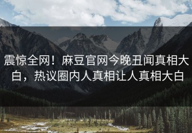 震惊全网！麻豆官网今晚丑闻真相大白，热议圈内人真相让人真相大白