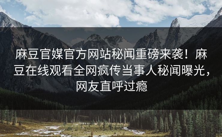 麻豆官媒官方网站秘闻重磅来袭！麻豆在线观看全网疯传当事人秘闻曝光，网友直呼过瘾