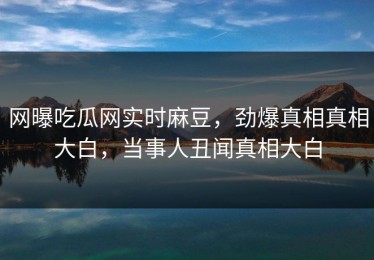 网曝吃瓜网实时麻豆，劲爆真相真相大白，当事人丑闻真相大白