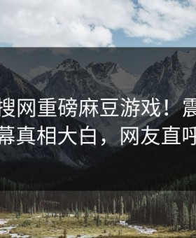 刚刚热搜网重磅麻豆游戏！震撼神秘人内幕真相大白，网友直呼过瘾