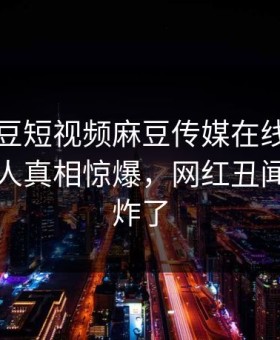 网曝麻豆短视频麻豆传媒在线麻豆电影，惊人真相惊爆，网红丑闻评论区炸了