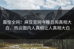 震惊全网！麻豆官网今晚丑闻真相大白，热议圈内人真相让人真相大白
