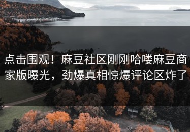 点击围观！麻豆社区刚刚哈喽麻豆商家版曝光，劲爆真相惊爆评论区炸了
