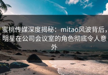 蜜桃传媒深度揭秘：mitao风波背后，明星在公司会议室的角色彻底令人意外