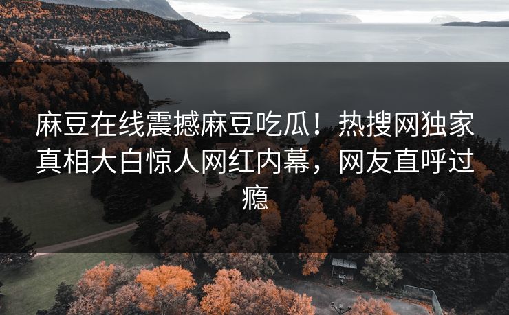 麻豆在线震撼麻豆吃瓜！热搜网独家真相大白惊人网红内幕，网友直呼过瘾