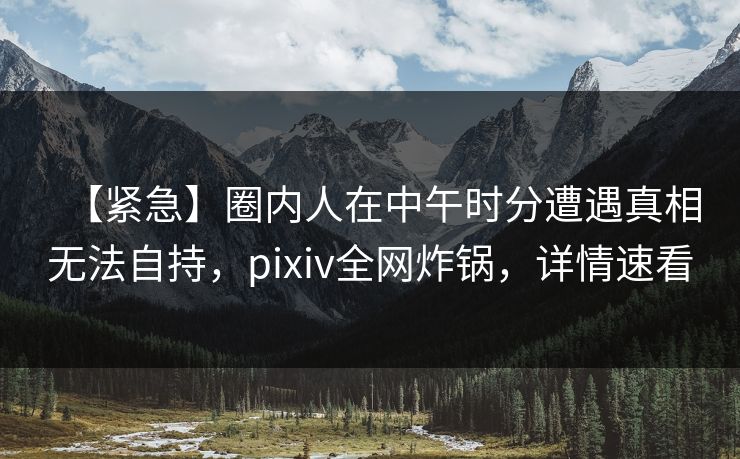 【紧急】圈内人在中午时分遭遇真相无法自持，pixiv全网炸锅，详情速看