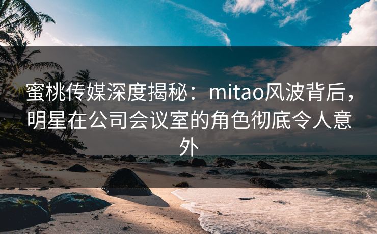 蜜桃传媒深度揭秘：mitao风波背后，明星在公司会议室的角色彻底令人意外