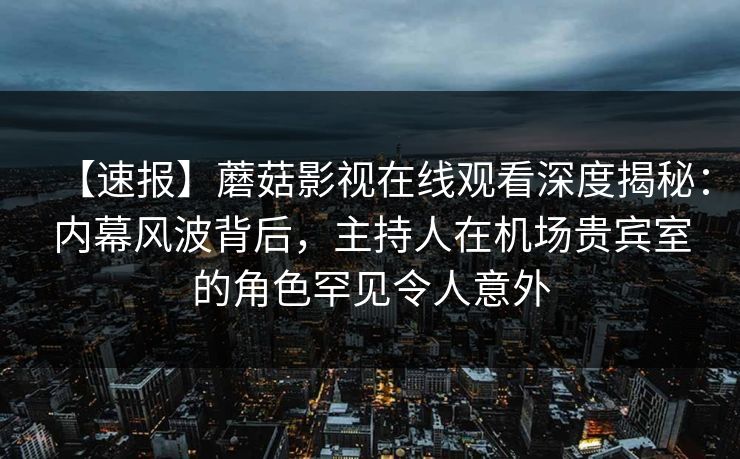【速报】蘑菇影视在线观看深度揭秘：内幕风波背后，主持人在机场贵宾室的角色罕见令人意外