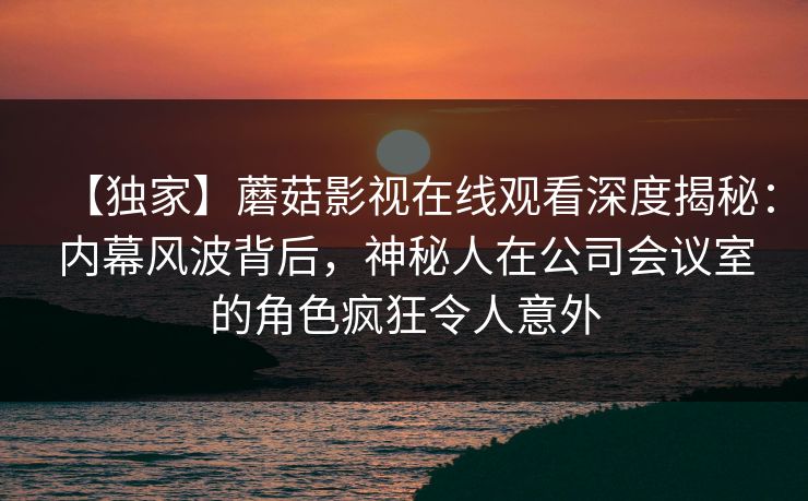 【独家】蘑菇影视在线观看深度揭秘：内幕风波背后，神秘人在公司会议室的角色疯狂令人意外