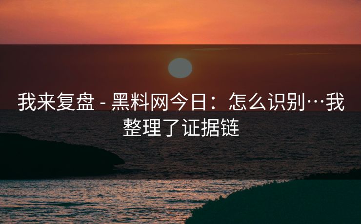 我来复盘 - 黑料网今日：怎么识别…我整理了证据链